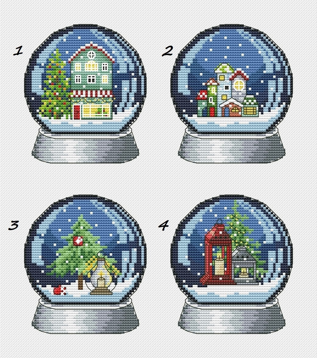 Snow Globes. Set 1 Cross Stitch Pattern фото 1