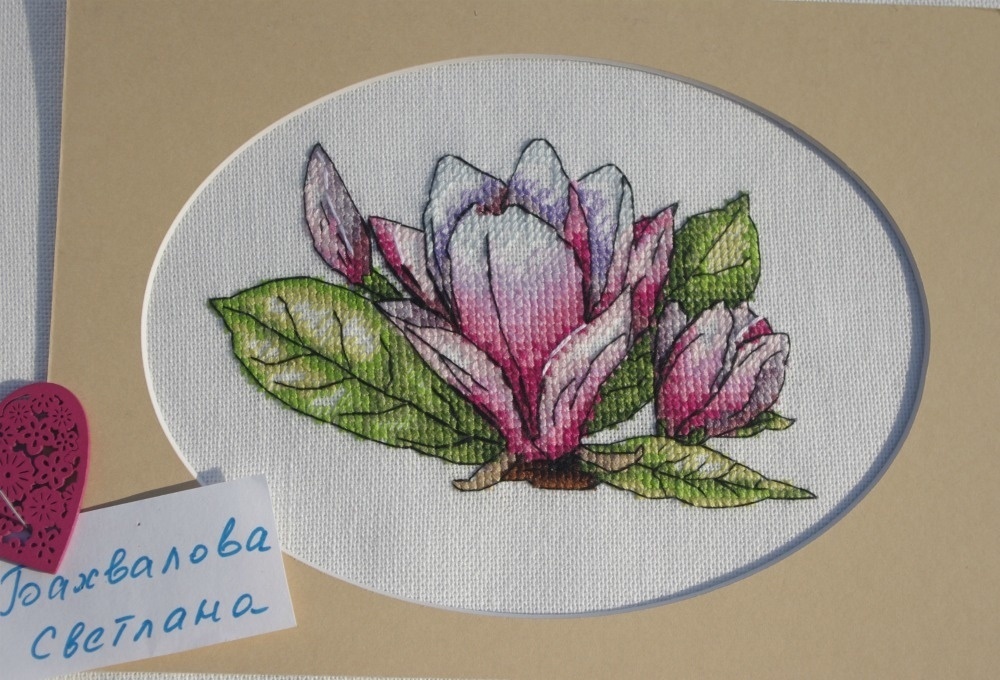 Watercolor Magnolia Cross Stitch Pattern фото 4