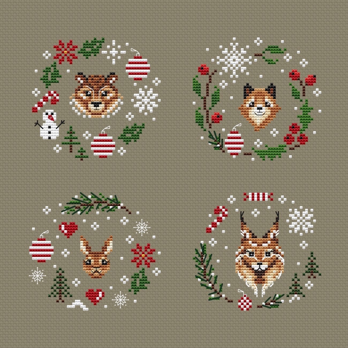 Christmas Wreaths Set Cross Stitch Pattern фото 2