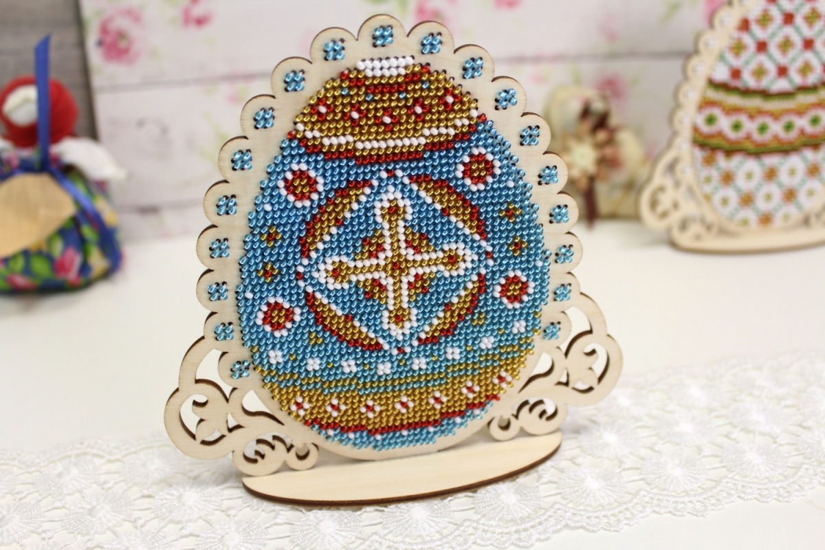 Blue Easter Egg Bead Embroidery Kit фото 2