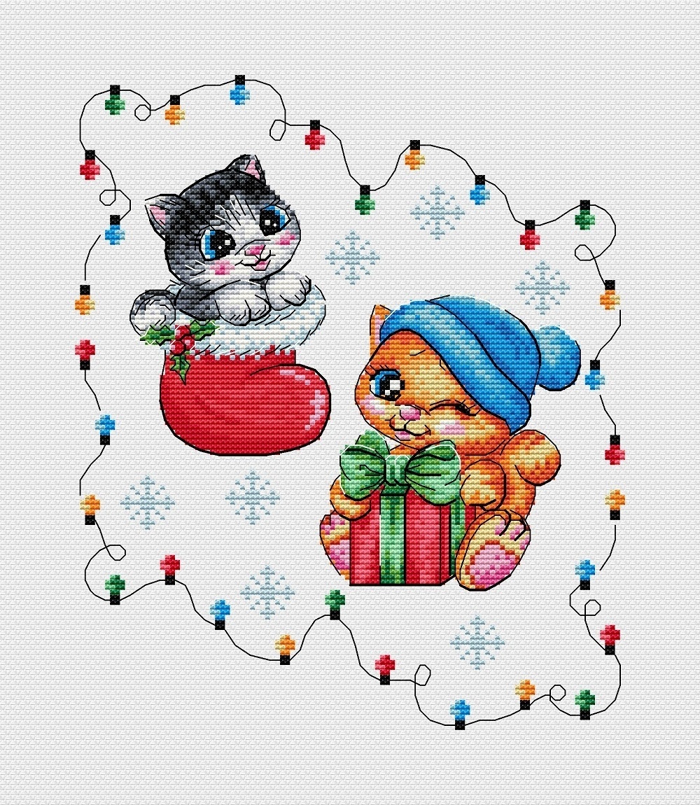 New Year Kittens Cross Stitch Pattern фото 3