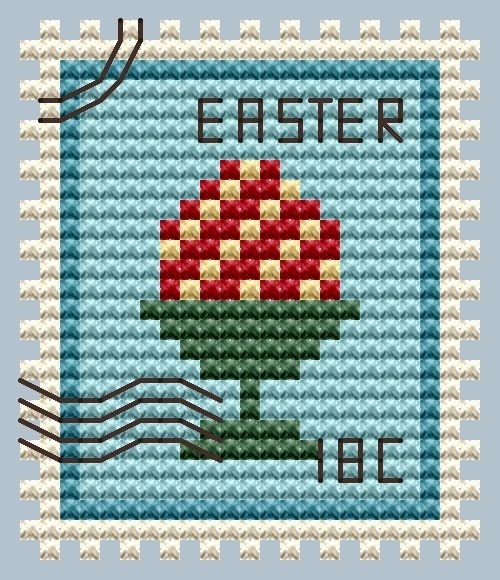 Easter Egg on a Stand Postage Stamp Cross Stitch Pattern фото 1