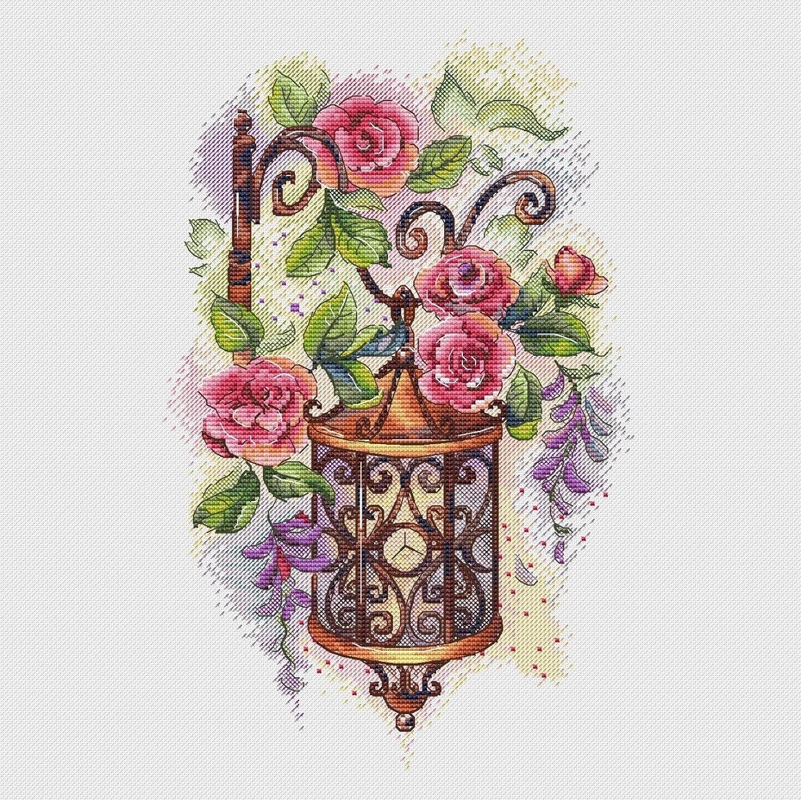 Lantern in Roses Cross Stitch Pattern фото 1
