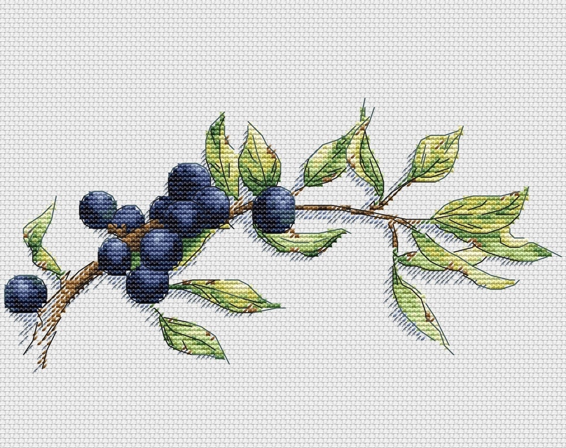 Blueberry Cross Stitch Chart фото 5