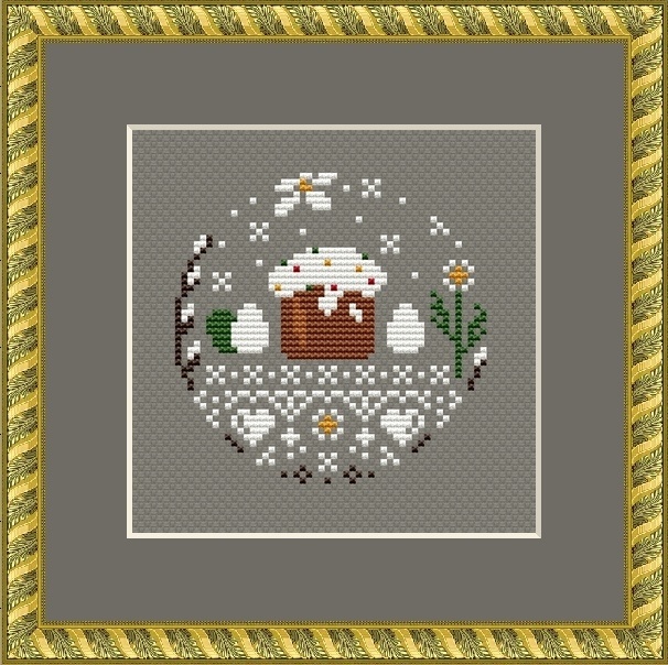 Wreath with Easter Cake Cross Stitch Pattern фото 1