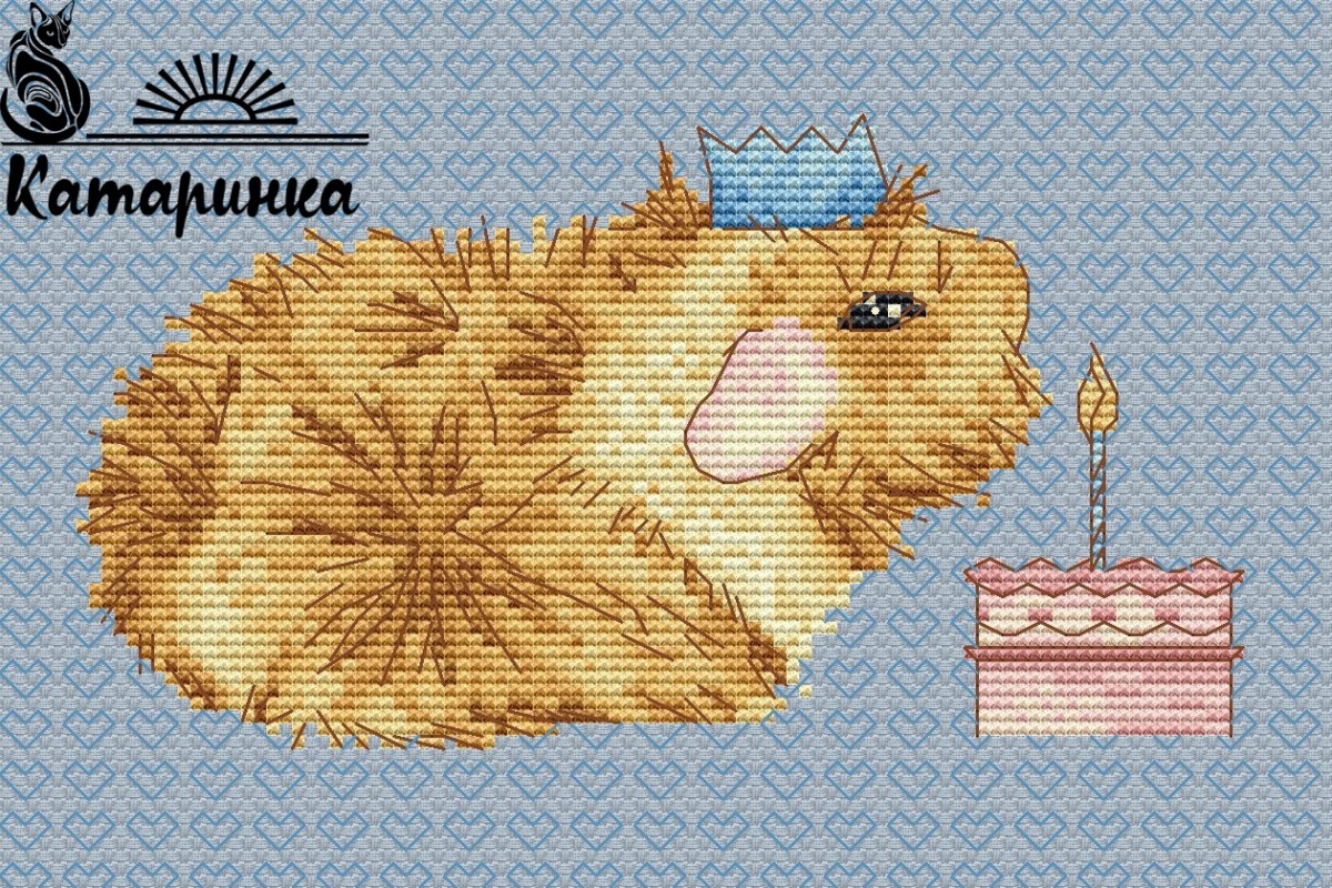 Guinea Pig with Cake Cross Stitch Pattern фото 1