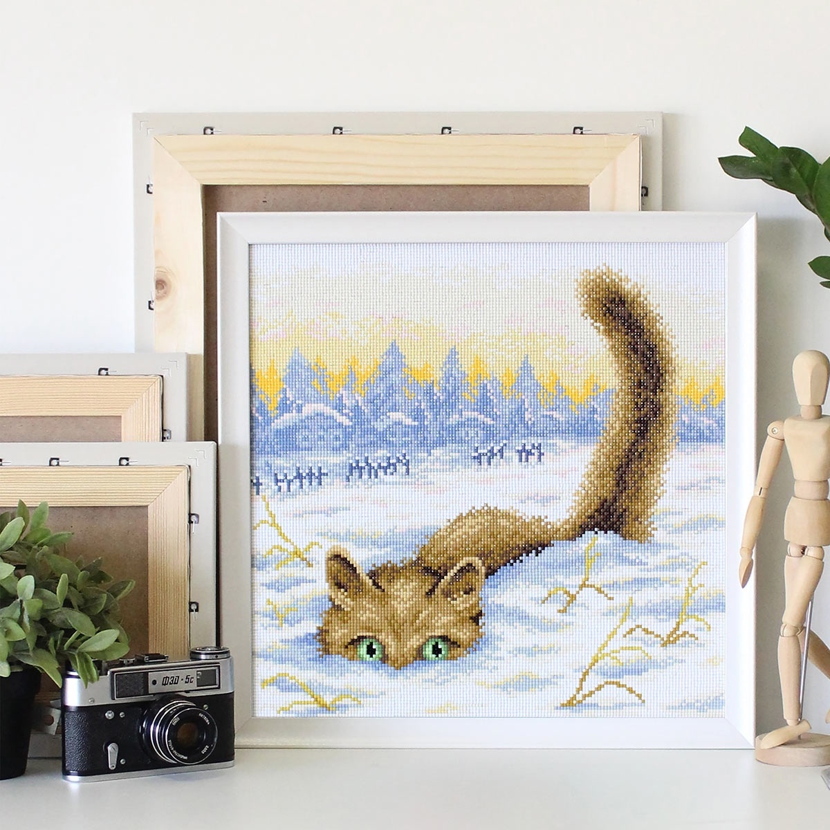 Cat in the Snow Diamond Painting Kit фото 3