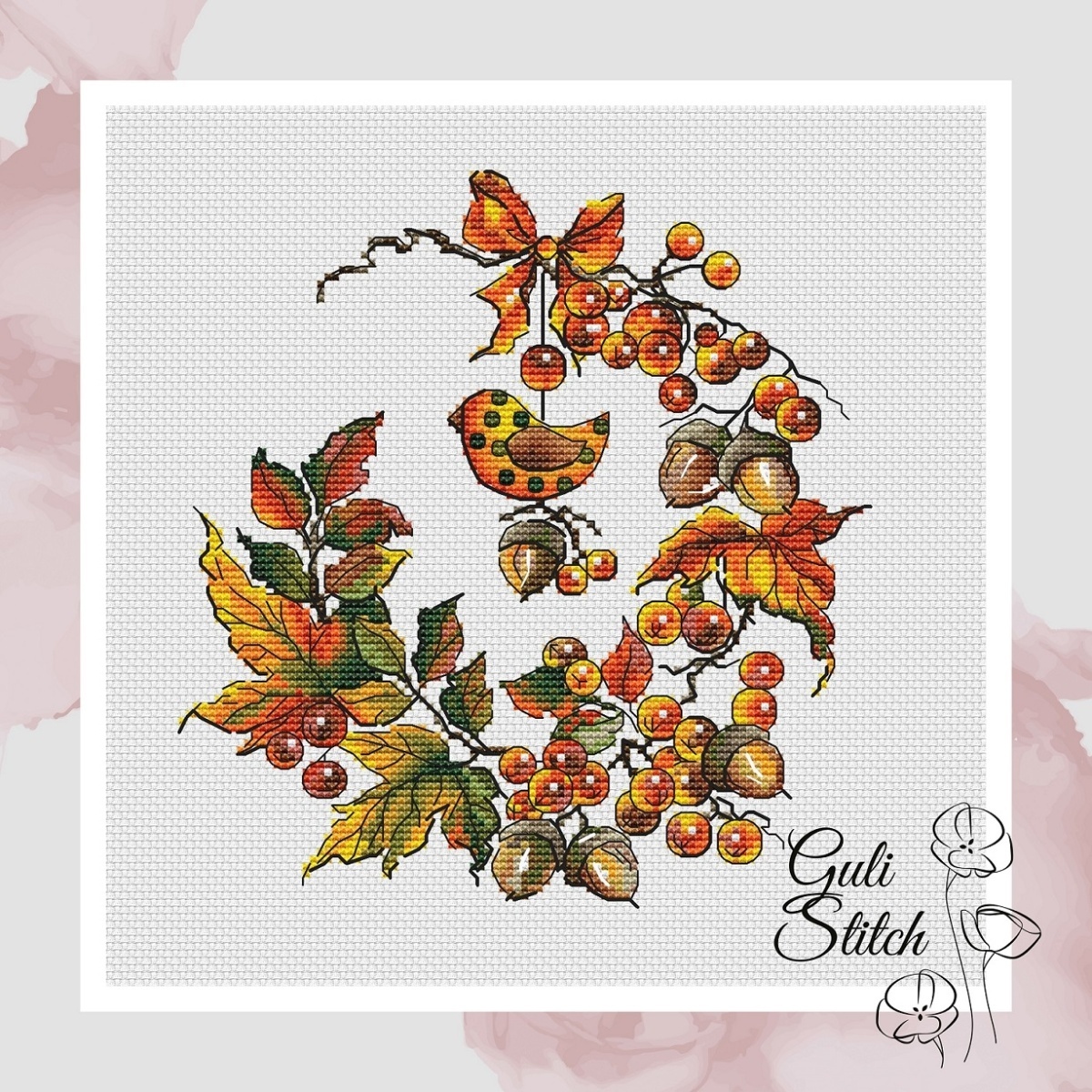 A Wreath of Autumn Cross Stitch Chart фото 1
