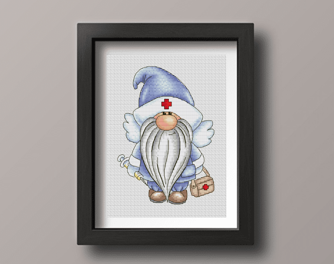 Gnome Doctor Cross Stitch Chart фото 1