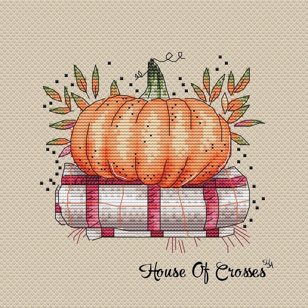 Pumpkin on a Blanket Cross Stitch Pattern фото 1