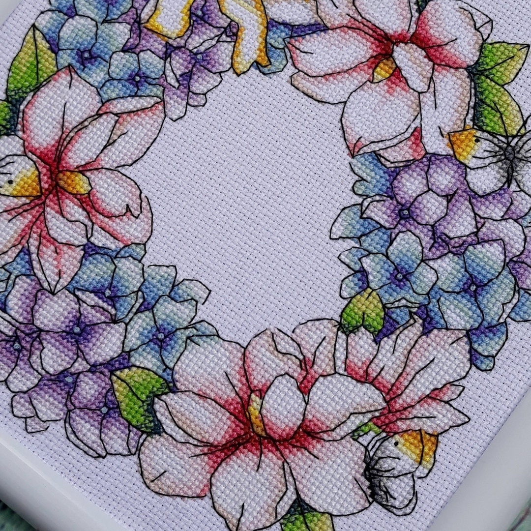 Wreath with Magnolias Cross Stitch Pattern фото 6