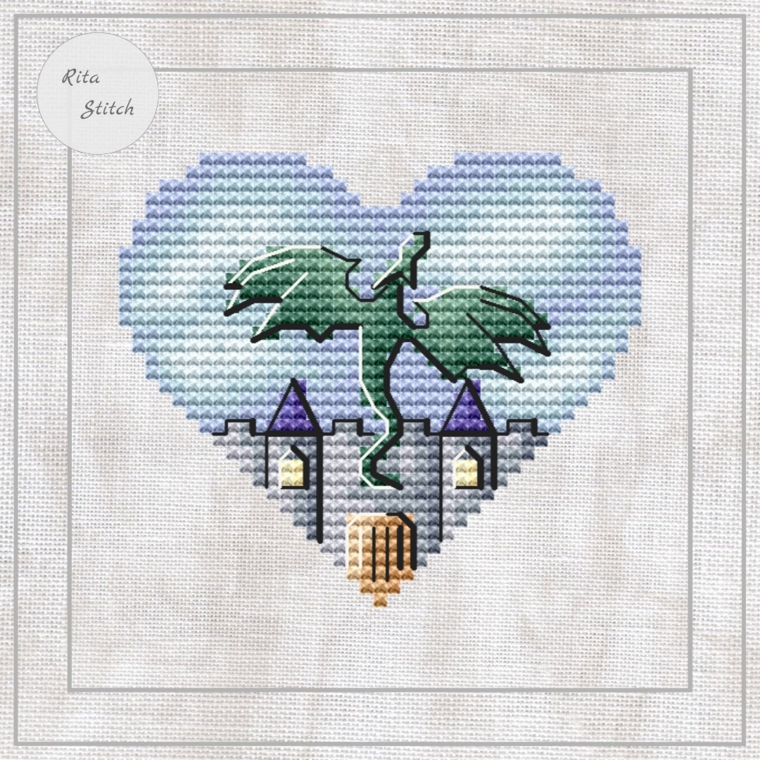 Heart Dragon Cross Stitch Pattern фото 1