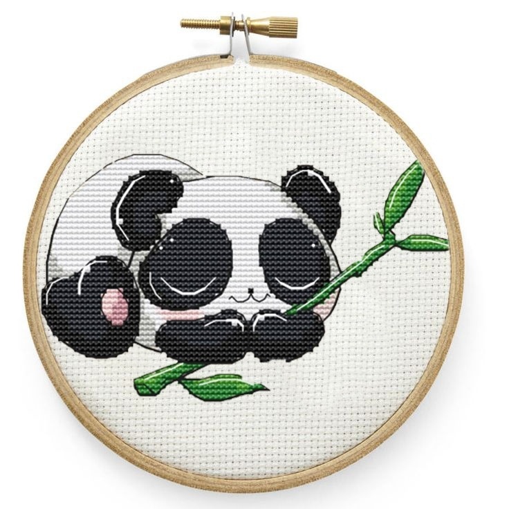 Sleepy Panda Cross Stitch Pattern фото 1