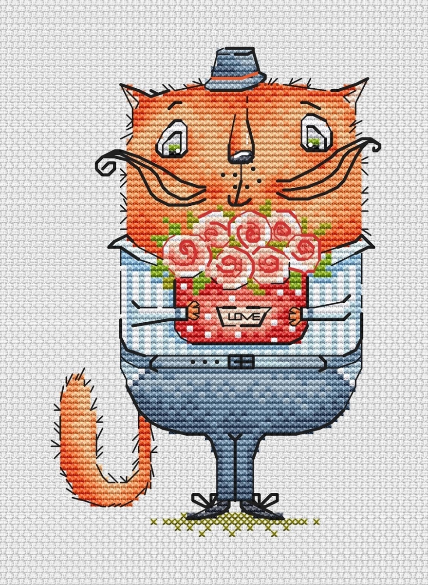 Cat Gentleman Cross Stitch Pattern фото 1