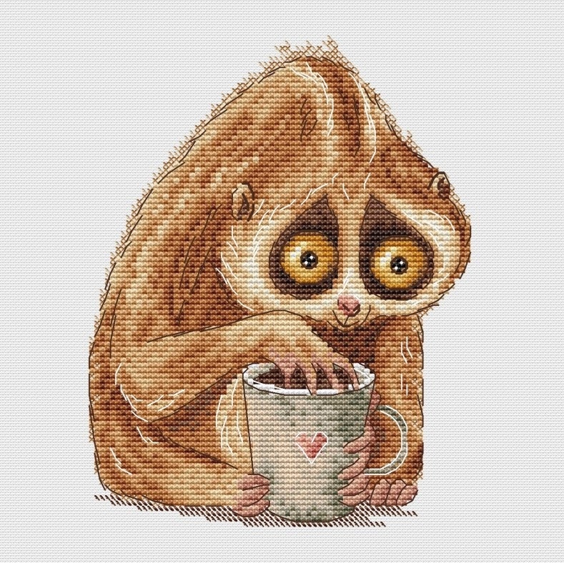 Coffee lovers. Sloth Cross Stitch Pattern фото 1