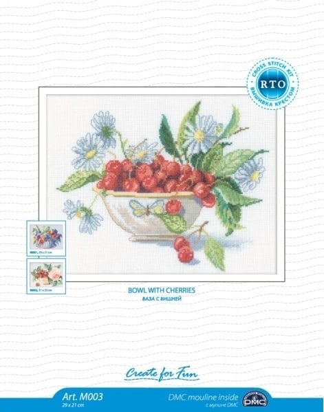 Bowl with Cherries Cross Stitch Kit фото 1