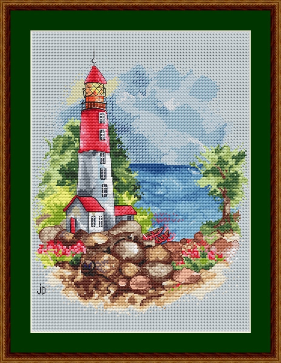 Lighthouses. Lonely Lighthouse Cross Stitch Pattern фото 1