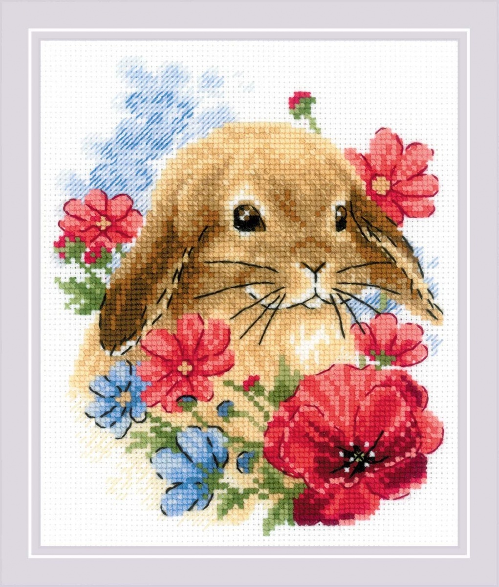Bunny in Flowers Cross Stitch Kit фото 1