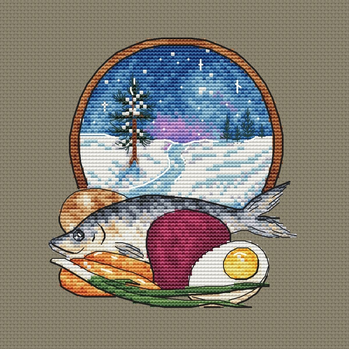Christmas Night Salad Cross Stitch Pattern фото 1