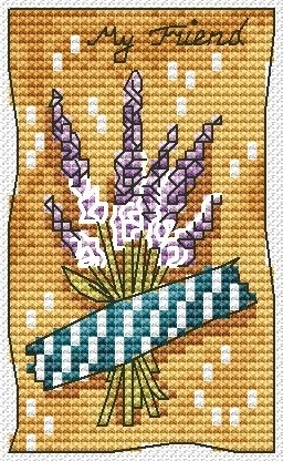Postcard with Lavender Cross Stitch Pattern фото 1