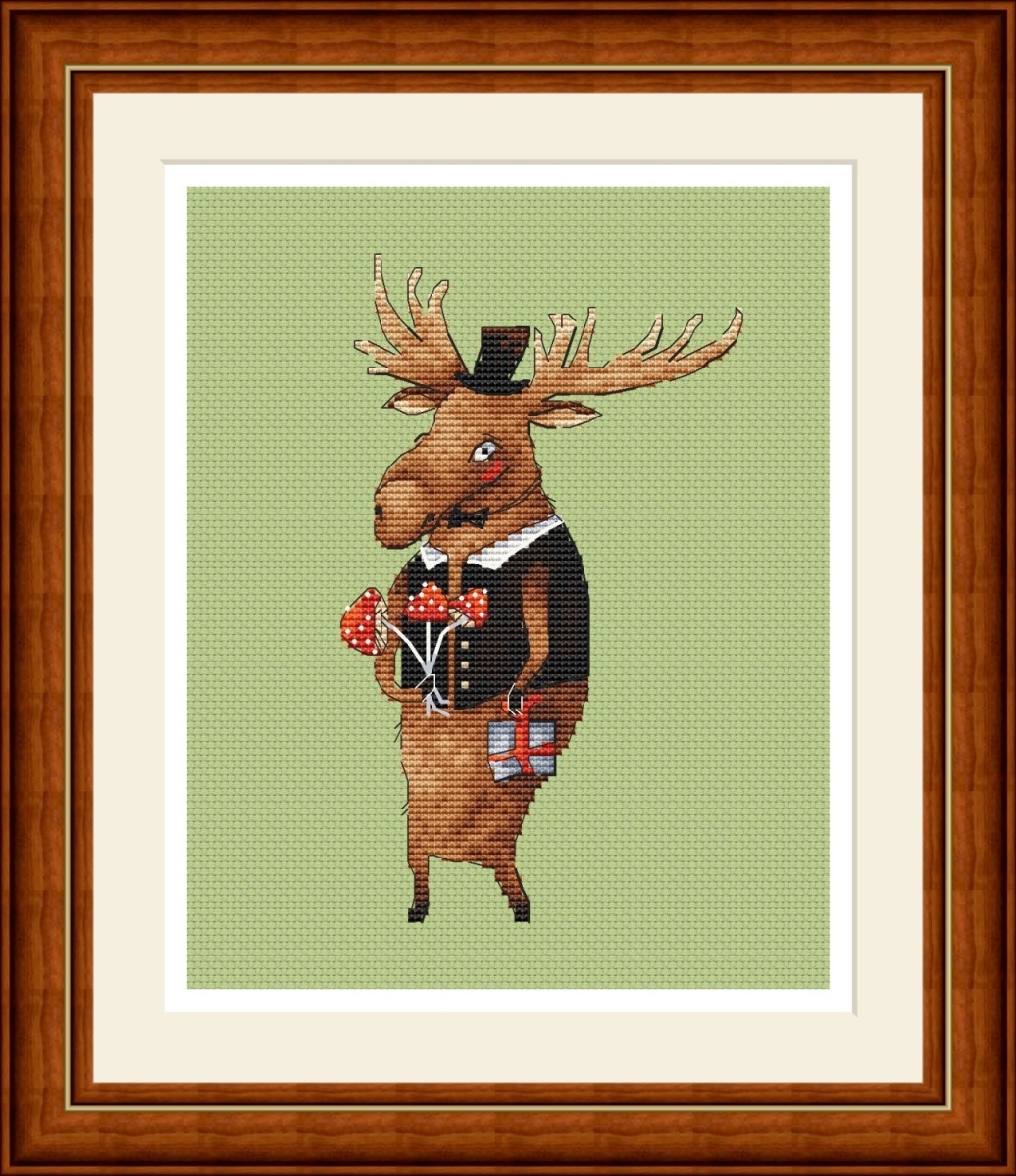 Mr Moose Cross Stitch Pattern фото 1