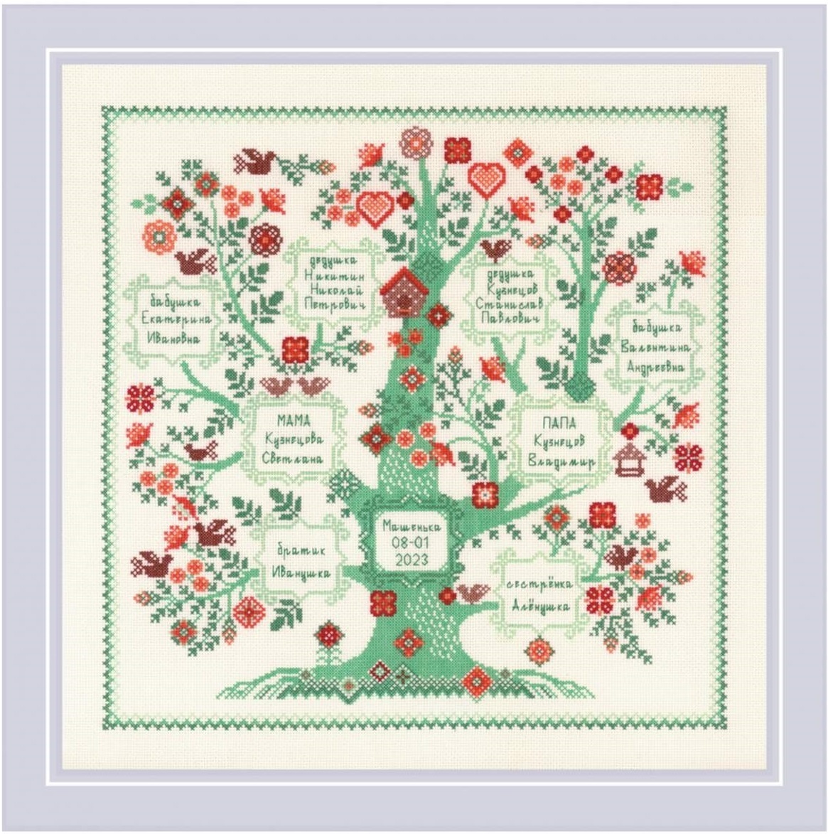 Family Tree Cross Stitch Kit фото 1