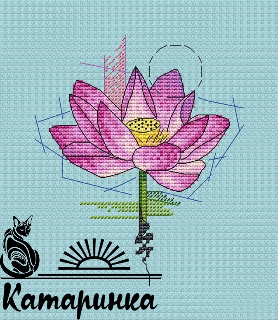 Lotus Cross Stitch Chart фото 1