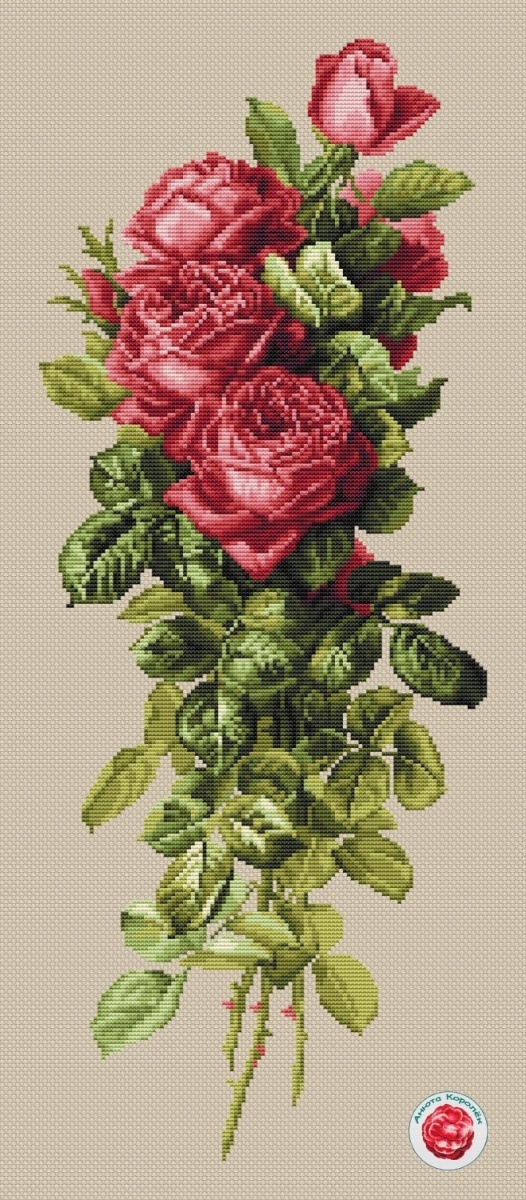 Red Bouquet Cross Stitch Pattern фото 1