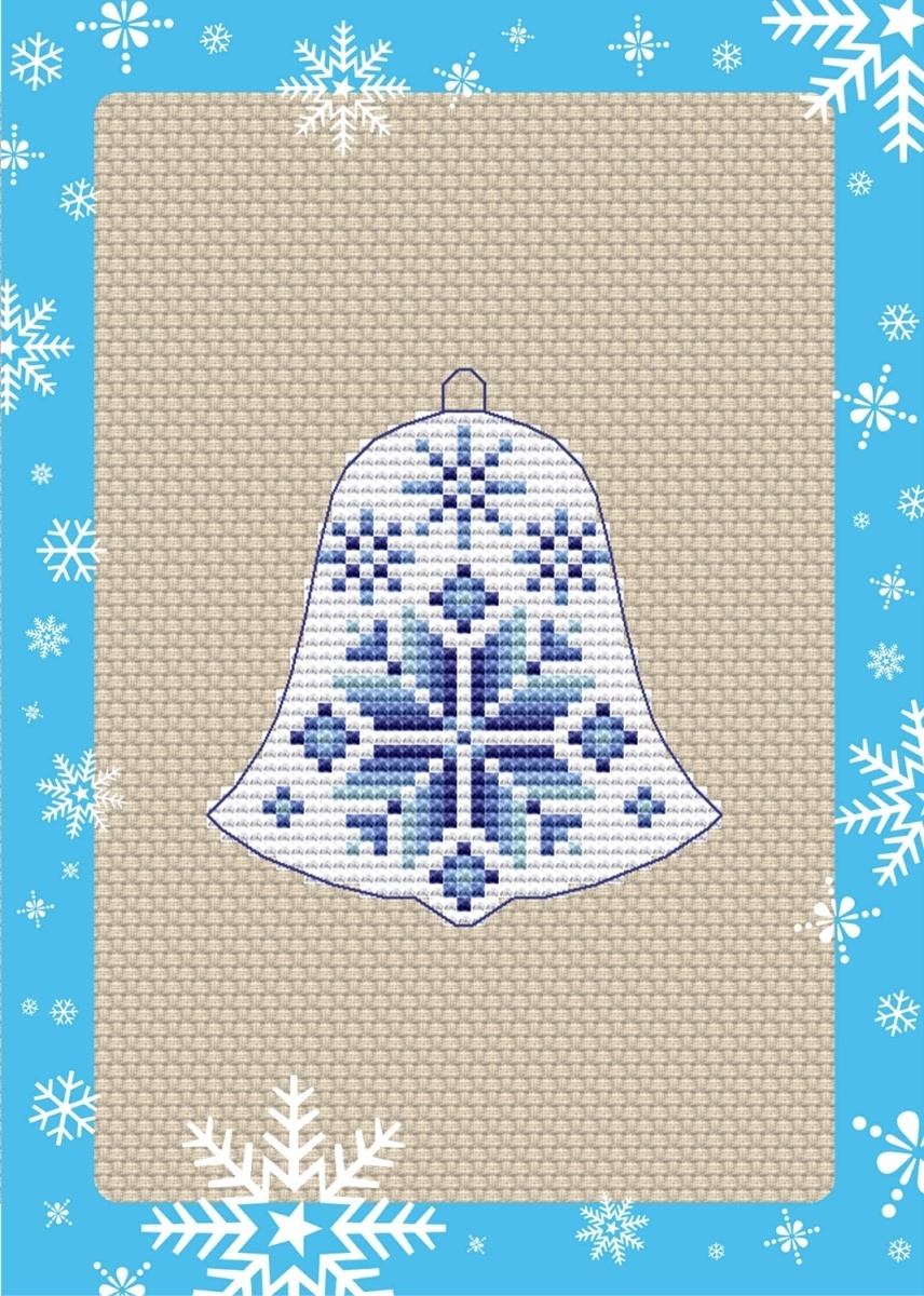 Bell with Poinsettia Cross Stitch Pattern фото 1