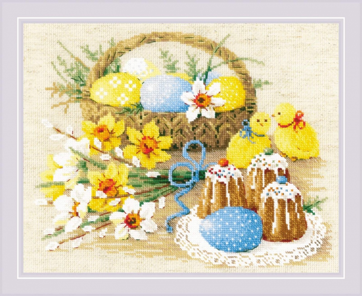 Easter Still Life with Chickens Cross Stitch Kit фото 1