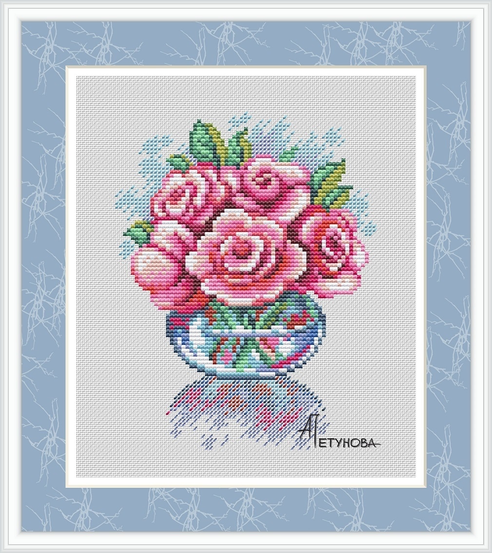 Delicate Roses Cross Stitch Pattern фото 1