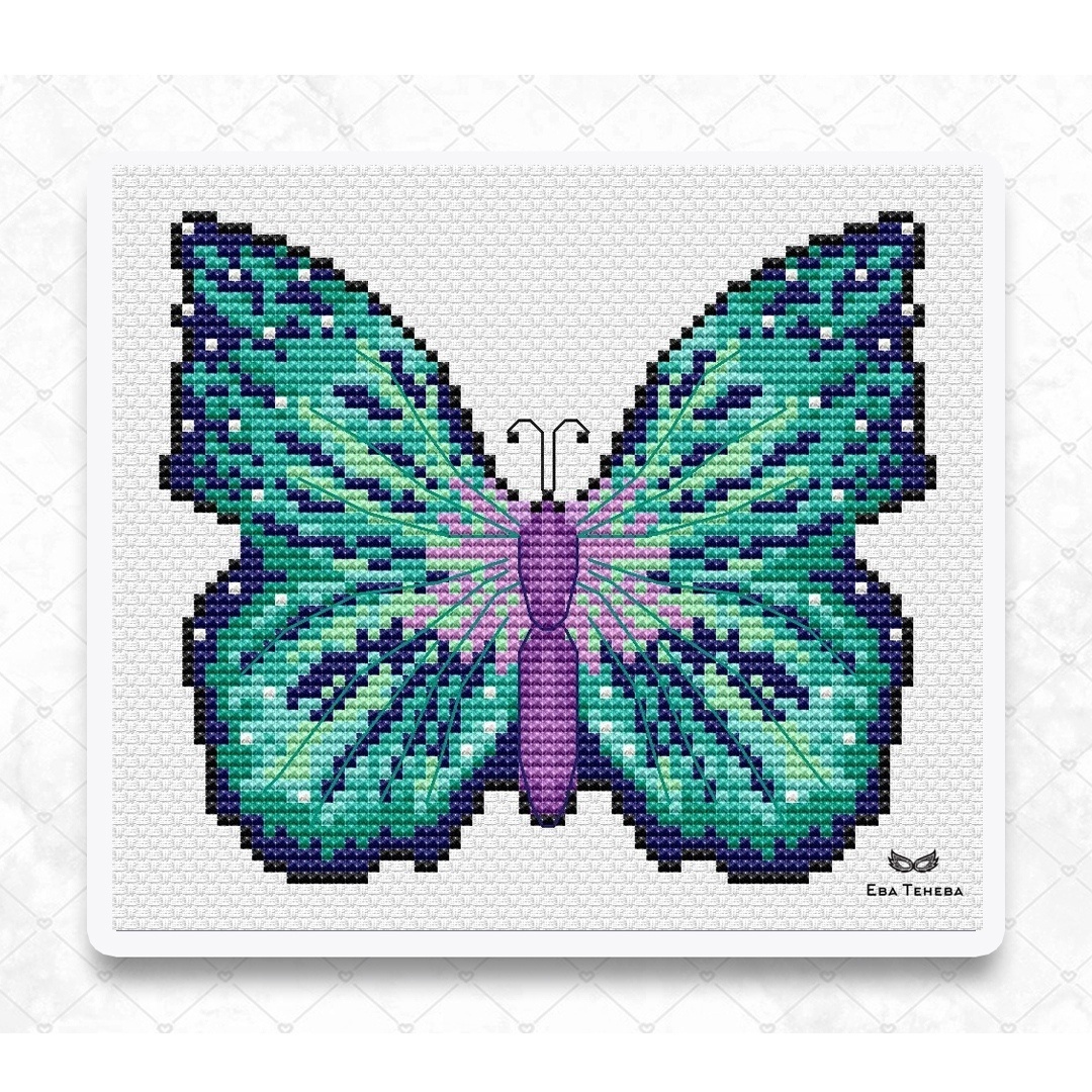 Northern Lights Butterfly Cross Stitch Pattern фото 1