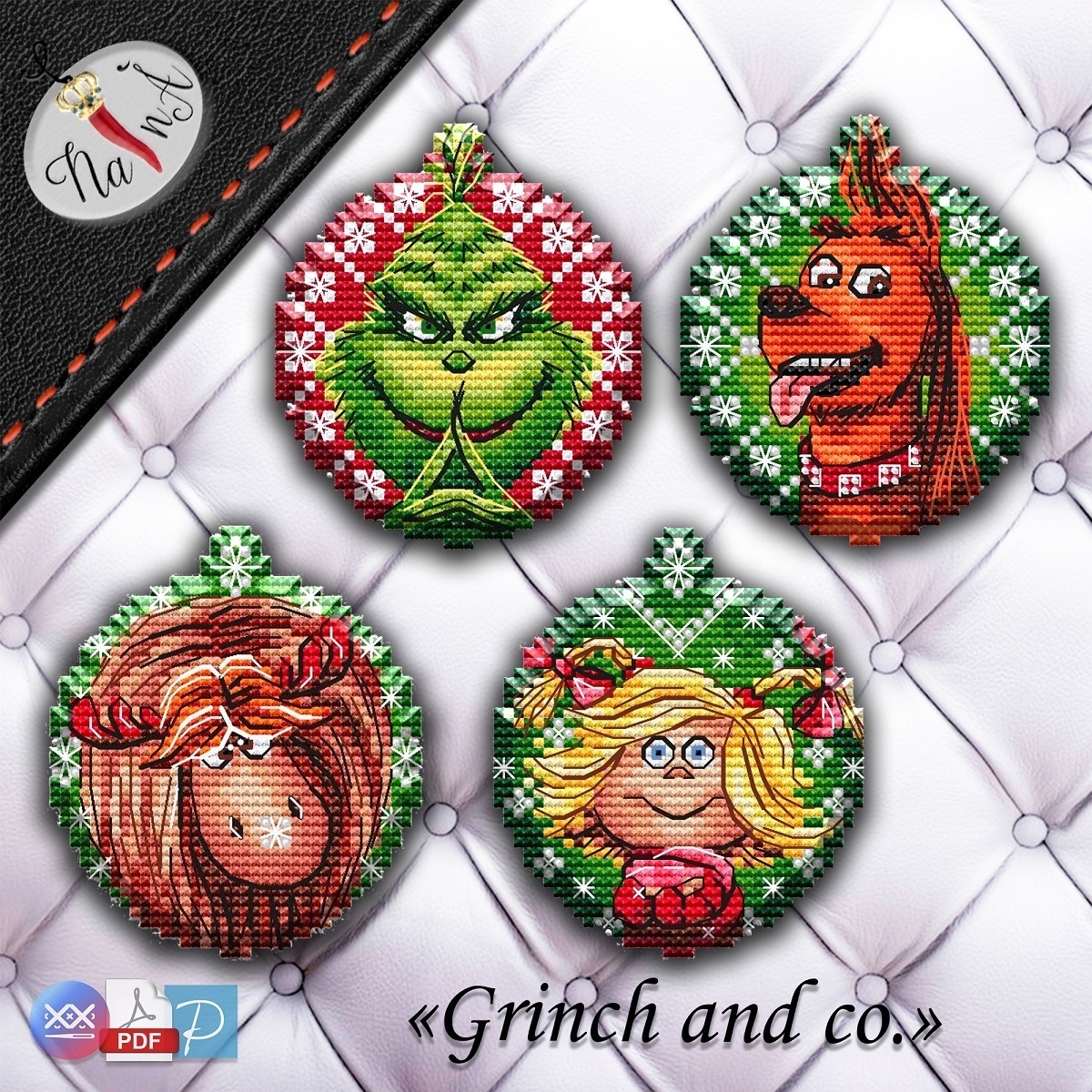 Christmas Baubles. Grinch Set Cross Stitch Pattern фото 1