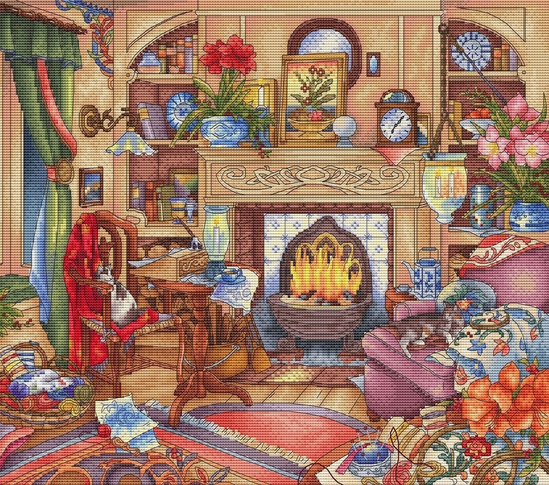 At the Fireplace Cross Stitch Pattern фото 1
