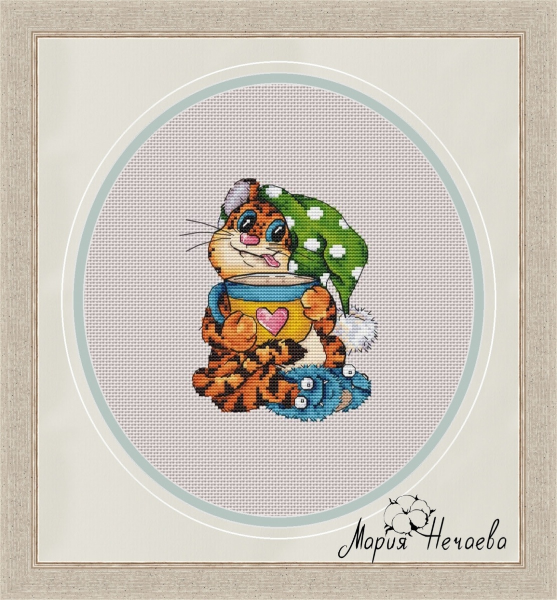 Tiger - with a Сup Cross Stitch Pattern фото 1