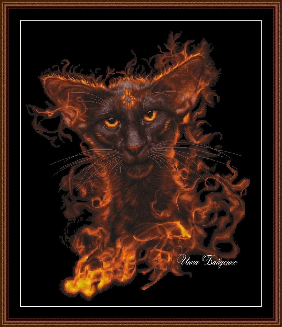 Halloween Black Cat Cross Stitch Pattern фото 1