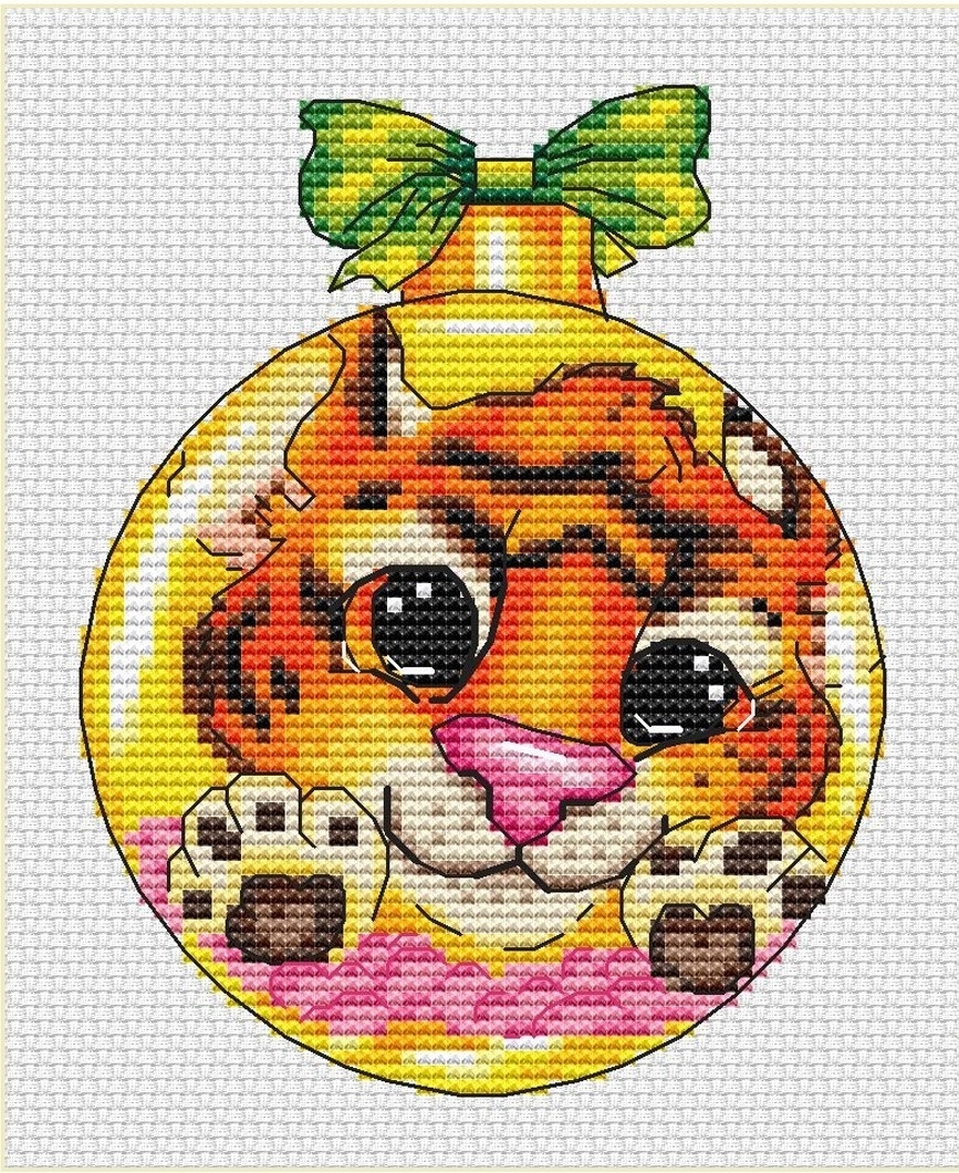 Christmas Tiger Cub Cross Stitch Pattern фото 1
