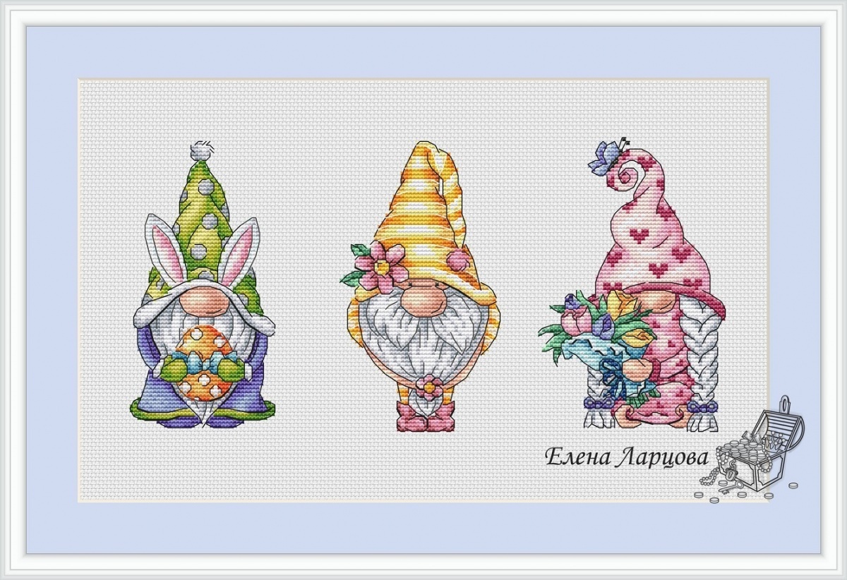 Easter Gnomes Cross Stitch Pattern фото 1