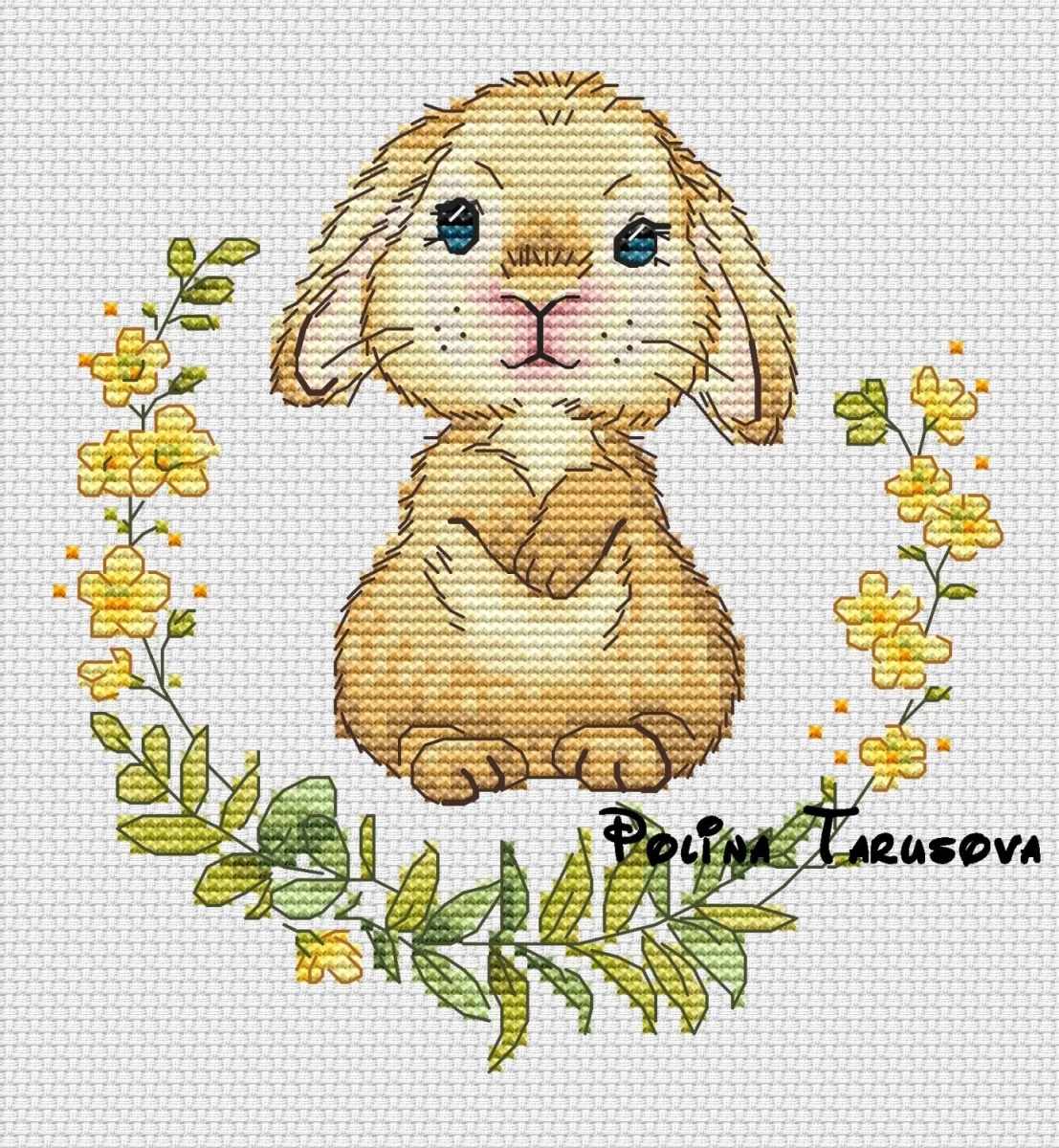 Spring Ginger Rabbit Cross Stitch Pattern фото 1