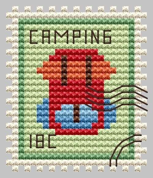 Backpack Postage Stamp Cross Stitch Pattern фото 1