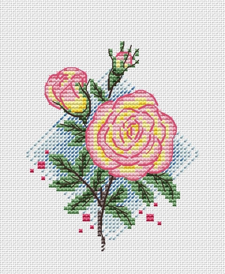 Delicate Rose Cross Stitch Pattern фото 1