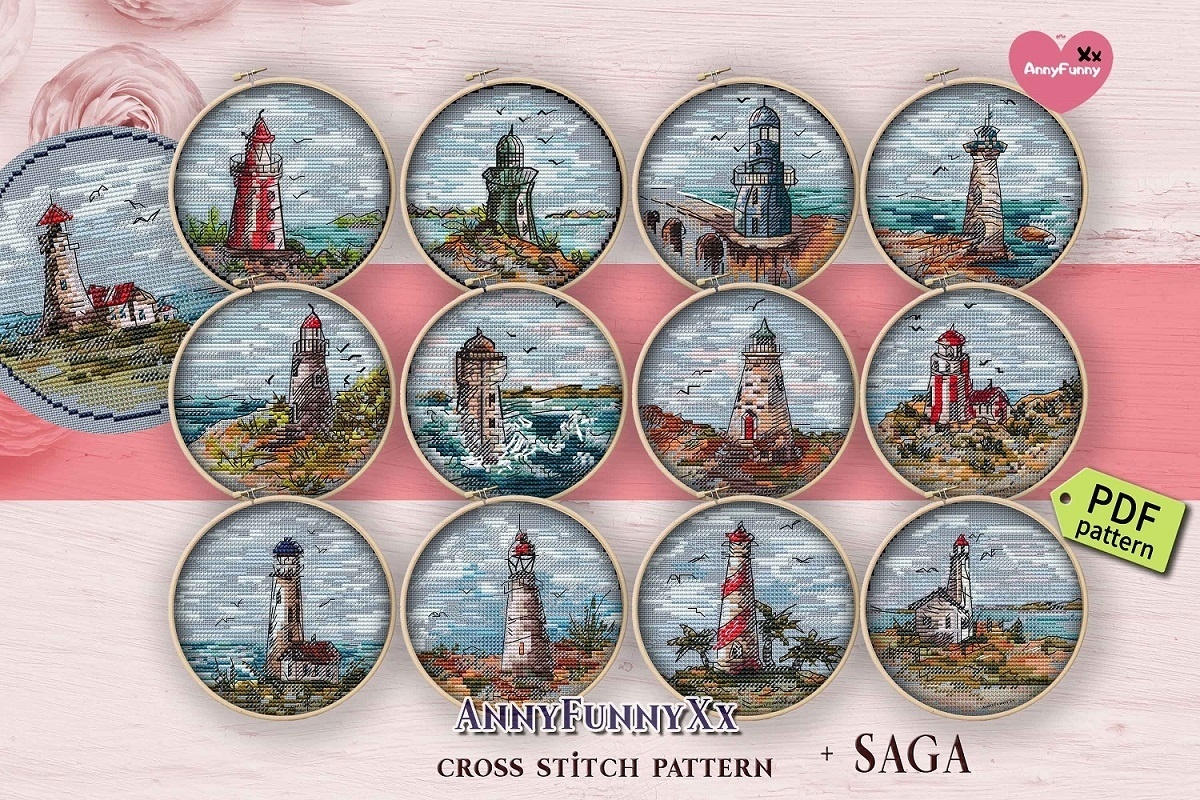 Small Lighthouses Set Cross Stitch Pattern фото 1