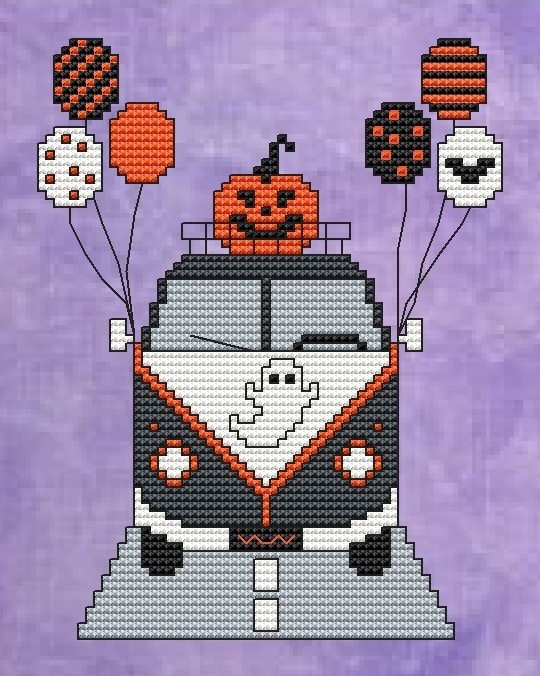 Halloween Bus Cross Stitch Pattern фото 1