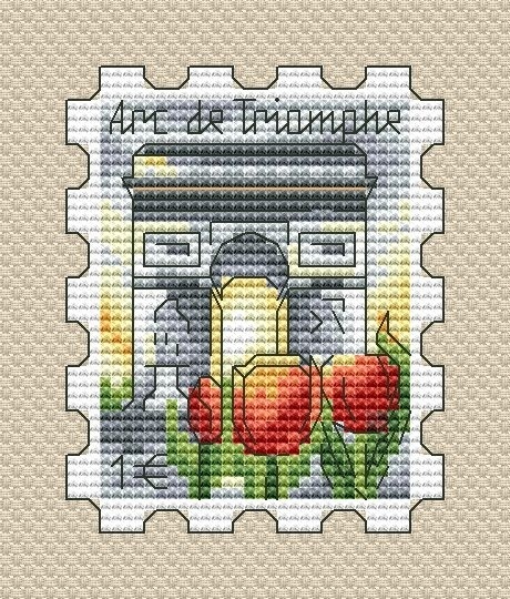 The Arc de Triomphe Postage Stamp Cross Stitch Pattern фото 1