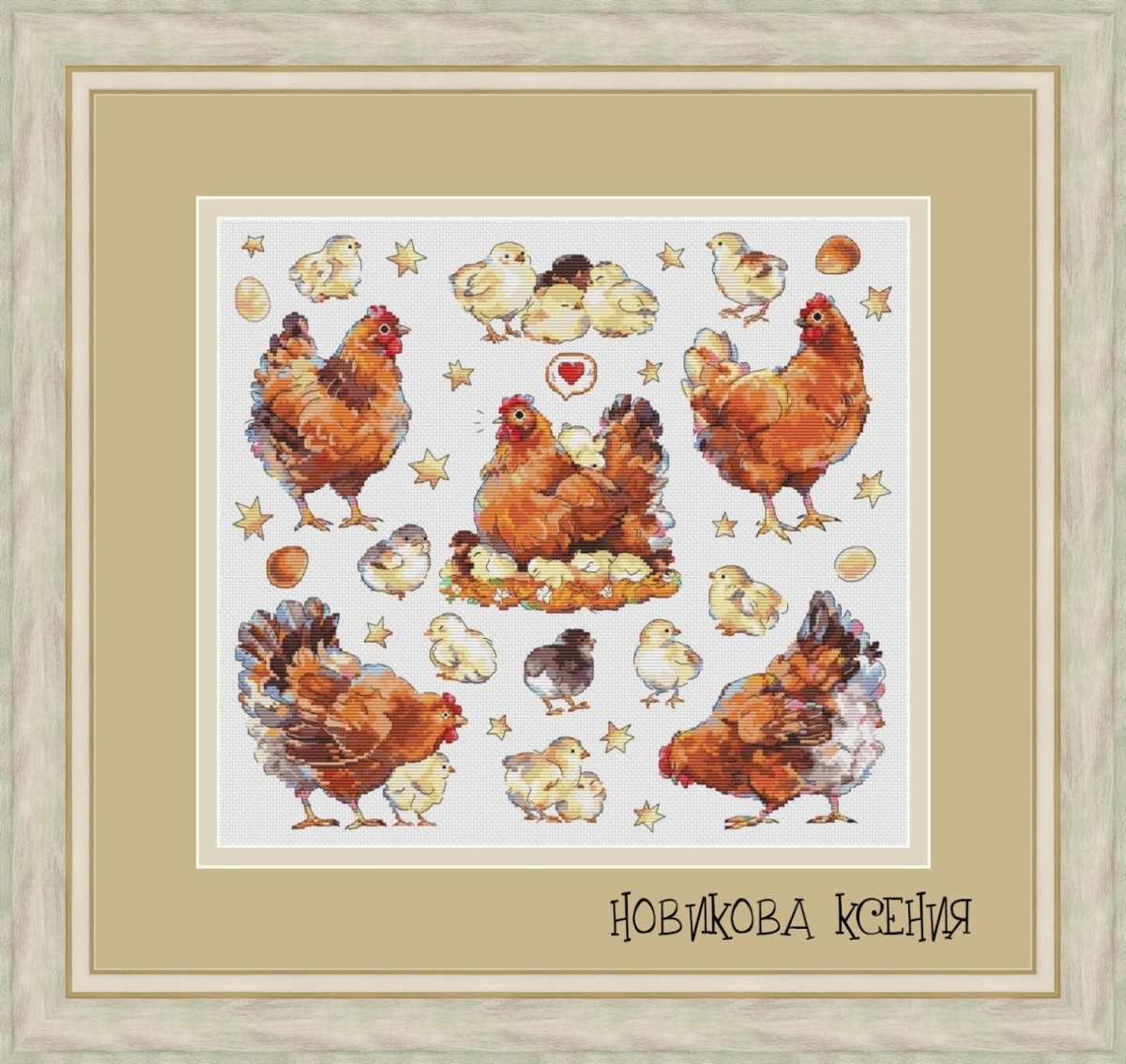 Variegated Hens Cross Stitch Pattern фото 1
