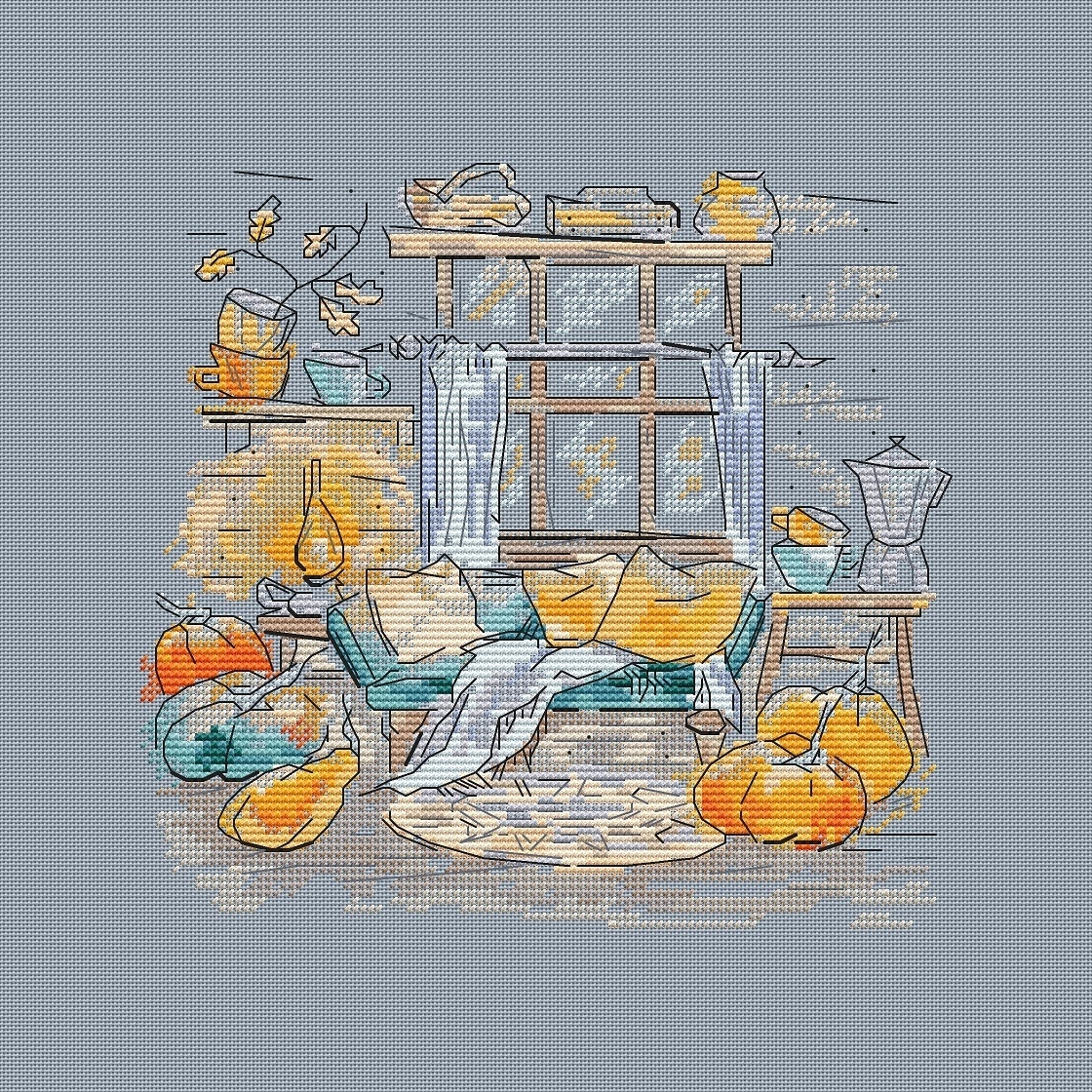 Autumn Sketches. Window Cross Stitch Pattern фото 3