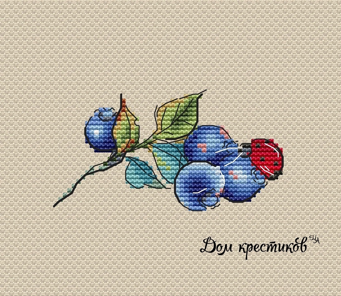 Blueberry Sprig Cross Stitch Pattern фото 1