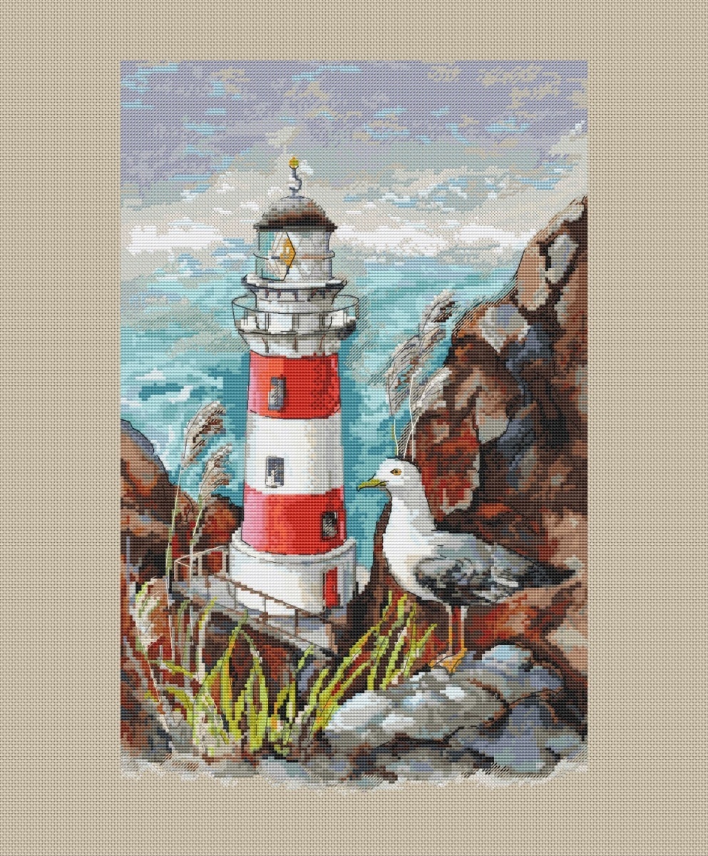 Lighthouse and Seagull Cross Stitch Pattern фото 2