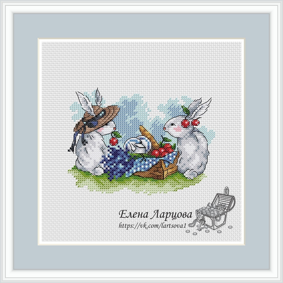 Summer Bunnies. Picnic Cross Stitch Pattern фото 1