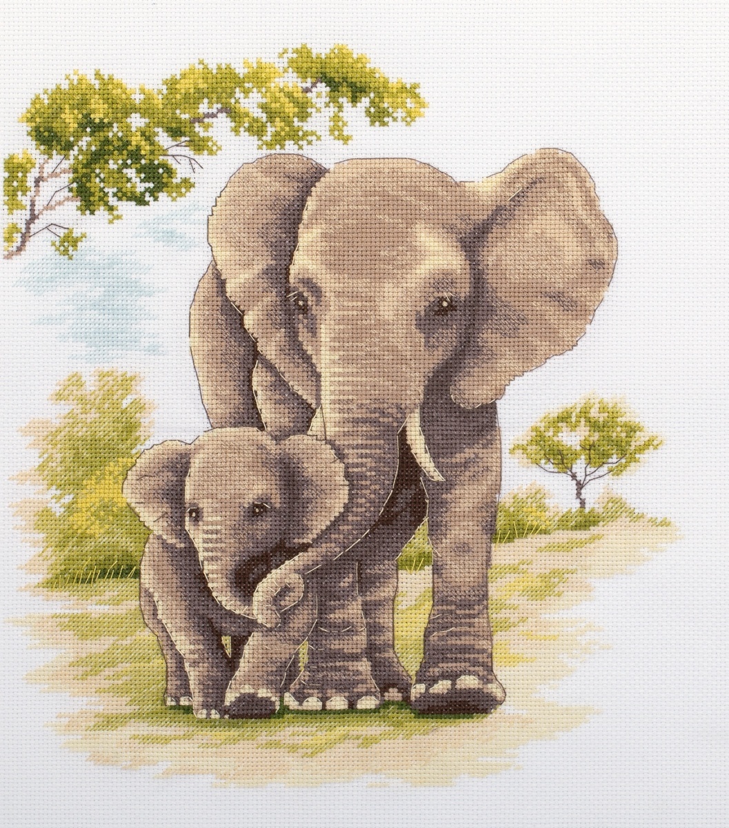 Mother and Child. Elephants Cross Stitch Kit фото 1